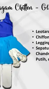 Setelan Seragam Ballet Rok Chiffon Leotard glossy