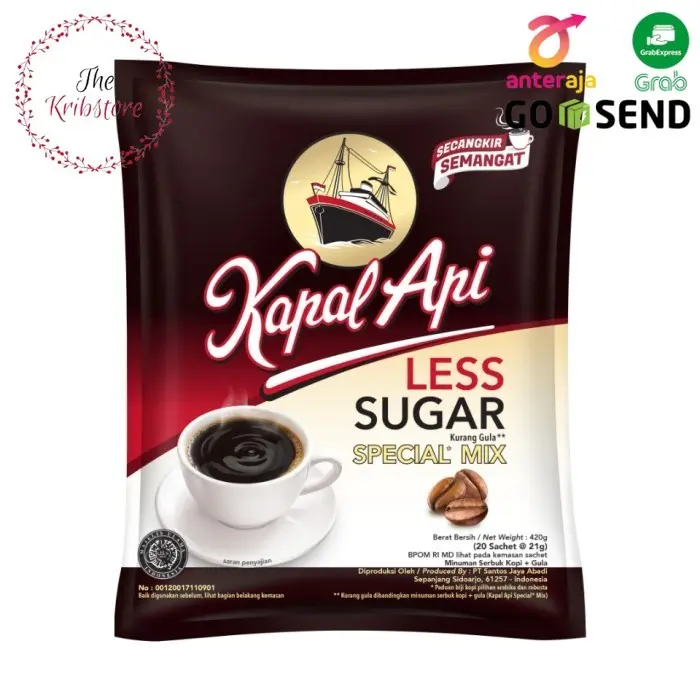 KAPAL API Special Mix Kopi Less Sugar Bag isi 20 Sachet @21 gr