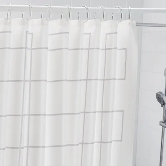 ORI Shower Curtain Tirai Mandi Motif Kotak Garis 180x200cm _Putih 3