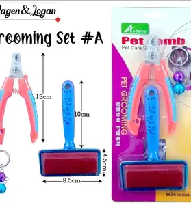 Grooming Set A Sisir Sikat Gunting Kuku Kalung Lonceng Kucing Anjing