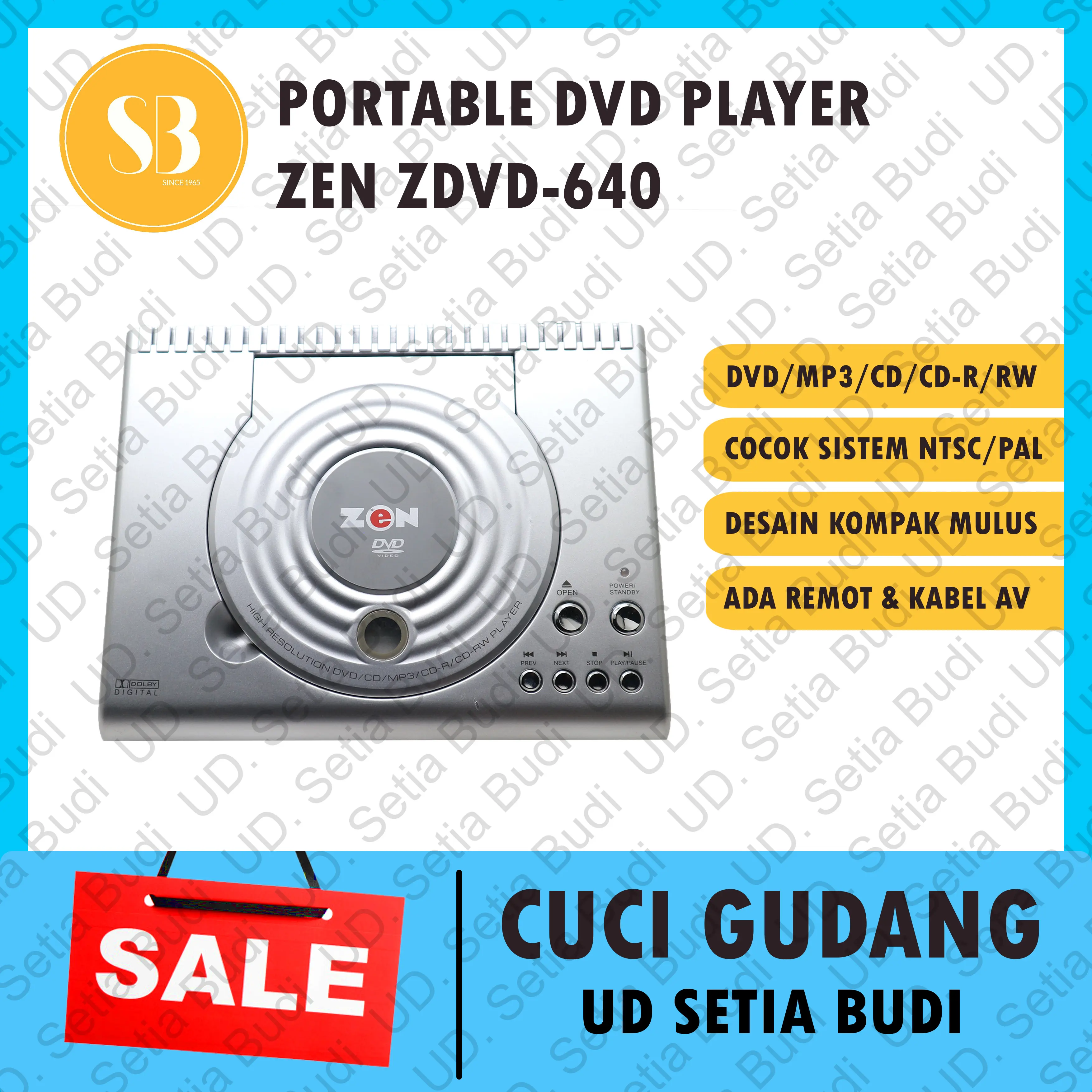 DVD Player Portable Zen ZDVD-640 Baru Cuci Gudang