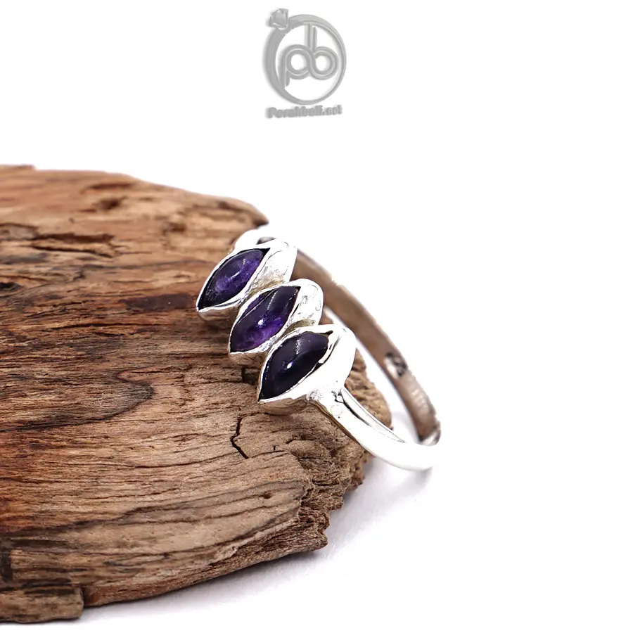 Cincin Amethyst Natural Kecubung Perak Asli 925 Amanella
