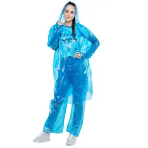 Jas Hujan Plastik LDPE jaket Baju Dan DEngan Celana Setelan Disposable Raincoat Atasan Bawahan Anti Air Waterproof Raincoat Plastik Portable Kecil Ringan Kuat