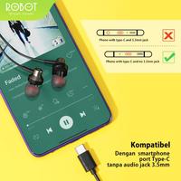 Gambar Headset Robot RE240C Type C Earphone Bass Handsfree Handphone HP 3849 dari King Kong Line Kota Administrasi Jakarta Barat 2 Tokopedia