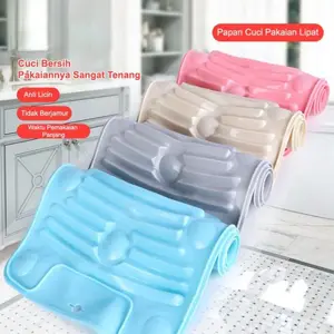 Papan Penggilesan / Papan Cuci Baju Lipat Mini Portable Bahan Silikon
