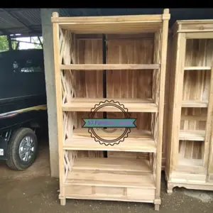 rak/ lemari buku boneka tas hiasan rumah laci 3 kayu jati + finishing