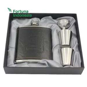 Botol Minum Bir Wine One Two Cups Stainless steel Leather Bonus Sloki