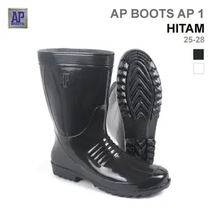 AP Boots AP 1 Black Hitam Sepatu Boot Pendek Kebun Pabrik Peternakan Karet