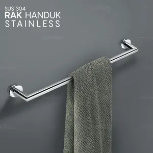 SUS 304 Rak Handuk 60 cm Stainless 1 Bar Tiang kamar Mandi Anti Karat