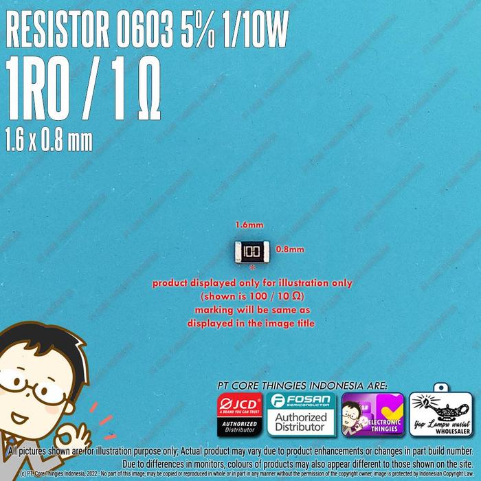 Jual RESISTOR 0603 5% 1R0 / 1 OHM SMD 1608 - Kota Cimahi - Electronic ...