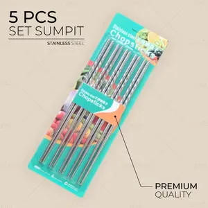 5 pasang sumpit stainless steel choppsticks murah
