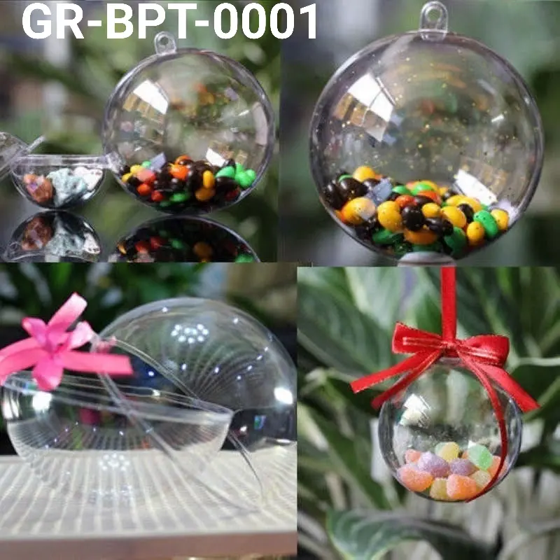GR-BPT-0001 Tempat permen hiasan natal bola akrilik transparan bening