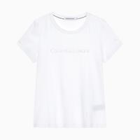 Gambar CK Jeans - Kaos Wanita - SS CREW NECK METALLIC LOGO 2_Bright White - Bright White, L dari Calvin.Klein Kab. Karawang 1 Tokopedia