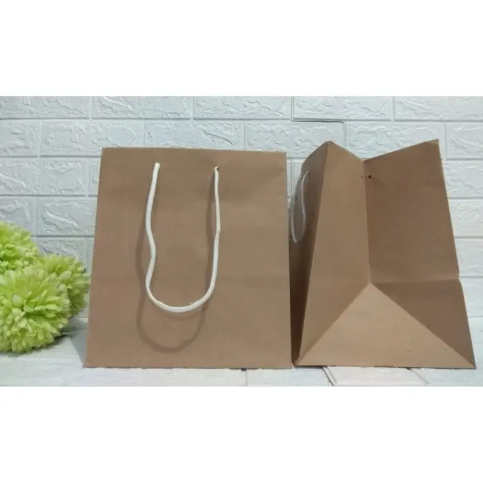 Tas kertas paperbag paper polos coklat ukuran P 24.5 L 22 T 26cm Murah