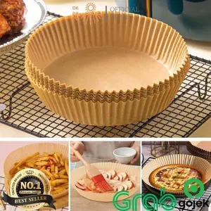 50pcs Kertas Alas Panggang Air Fryer Bentuk Bulat Sekali Pakai Baru DP