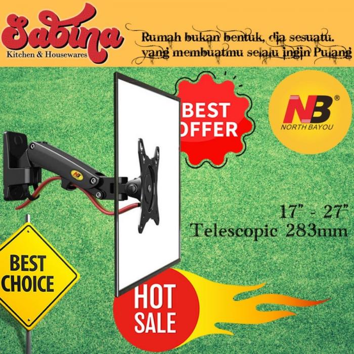 Gambar Bracket Monitor Telescopic Universal Arm Vesa Mount 17-27 Inch dari Sabina Kitchen Housewares Kota Administrasi Jakarta Barat Tokopedia
