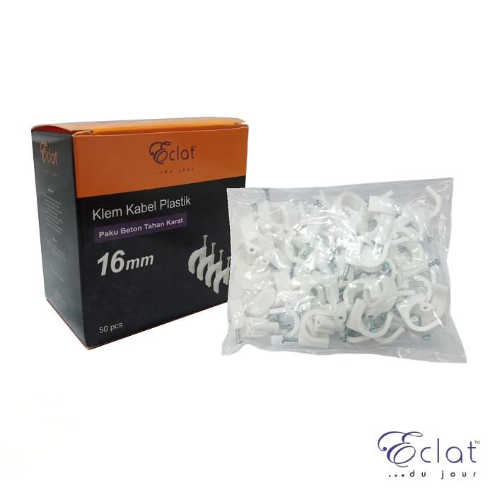 Gambar Klem Kabel ECLAT 16 mm + Paku Beton Putih Round Cable Clips No 16 16mm dari SINAR TERANG SIMO MAKMUR Kota Surabaya Tokopedia