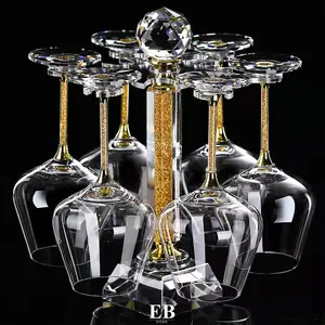 Gelas Set Dengan Rak Premium / Glass Wine Decanter Set EB Home 373/1