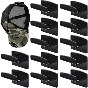 12 Pcs Rak Holder Topi Baseball Model Gantung Dinding Warna Hitam