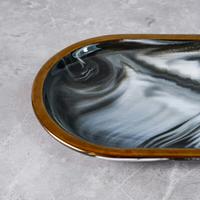 Gambar Brewsuniq Gold-Rimmed Oval Display Tray Black L / Tatakan Nampan Marble Aesthetic Minimalis dari Brewsuniq Store Kota Medan 2 Tokopedia
