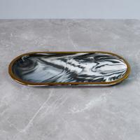 Gambar Brewsuniq Gold-Rimmed Oval Display Tray Black L / Tatakan Nampan Marble Aesthetic Minimalis dari Brewsuniq Store Kota Medan 4 Tokopedia