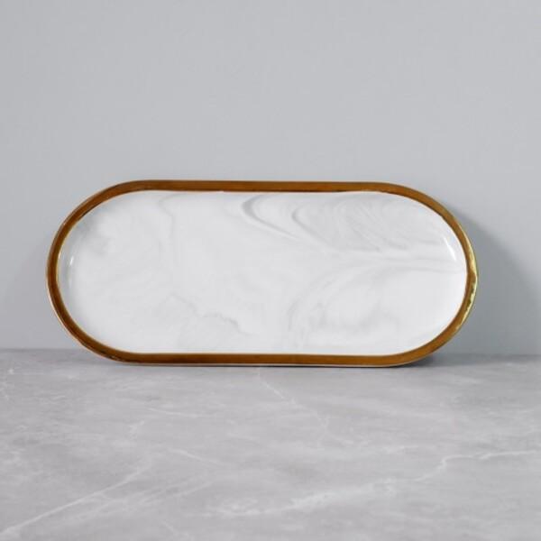 Gambar Gold-Rimmed Oval Display Tray White - L / Nampan Marble dari Brewsuniq Store Kota Medan Tokopedia