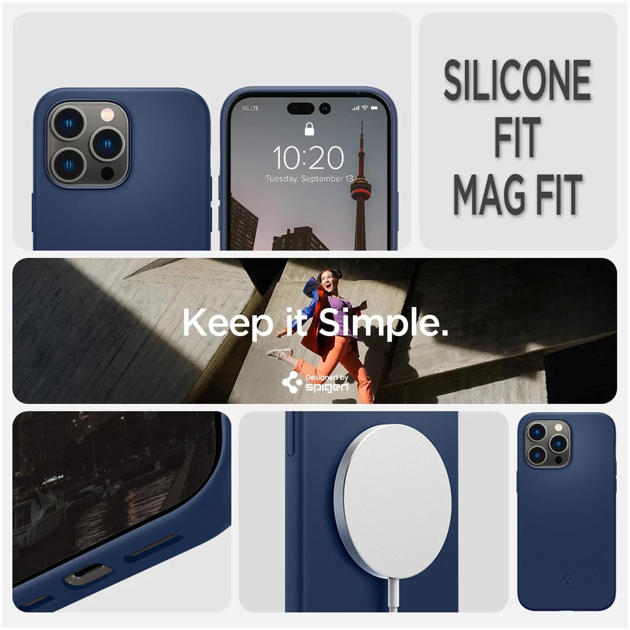 Case iPhone 14 Pro Max Plus Spigen Silicone Fit MagSafe Matte Casing