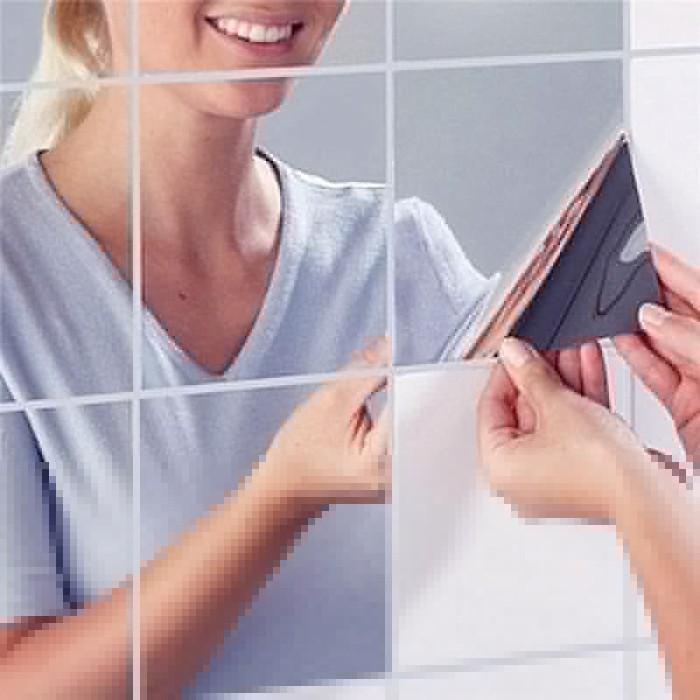 Gambar Sticker Dekorasi Dinding 3D Model Square Mirror 9 PCS dari ElectStuff ID Kota Semarang Tokopedia