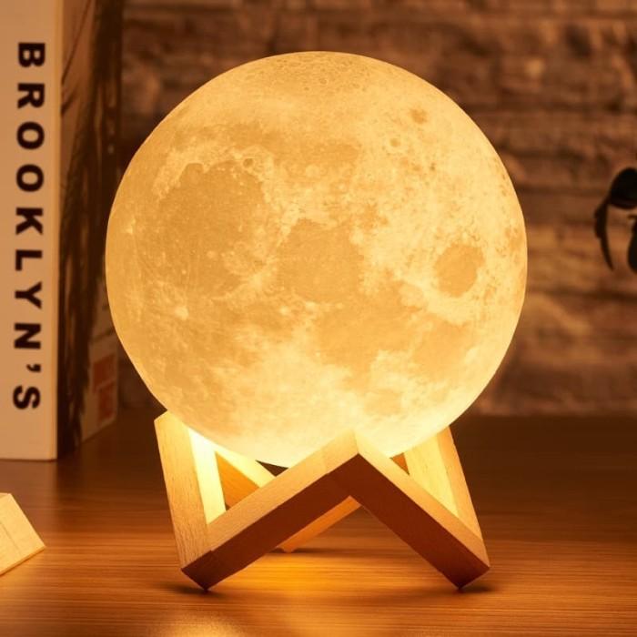 Gambar Lampu Tidur 3D Printed Moon Night Light Table Lamp 12 cm - 15 cm dari ElectStuff ID Kota Semarang Tokopedia