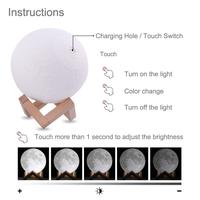 Gambar Lampu Tidur 3D Printed Moon Night Light Table Lamp 12 cm - 15 cm dari ElectStuff ID Kota Semarang 3 Tokopedia
