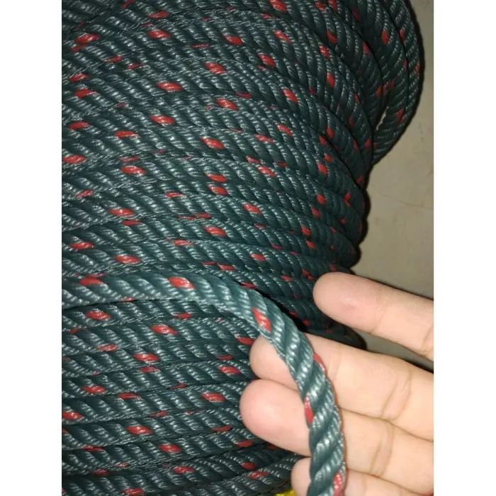 Tali Tambang plastik 8mm 10mm 12mm 14mm hijau bintik merah Ikat