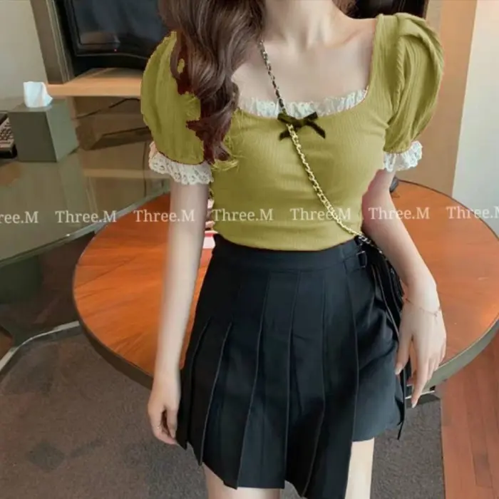 Gambar Atasan wanita baju Knit Ribbon Top Import TM 1386 dari Suka Belanja25 Kab. Klaten 5 Tokopedia