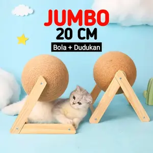 JUMBO.. Bola Mainan Garukan Cakaran Kucing Scratcher Ball + Dudukan
