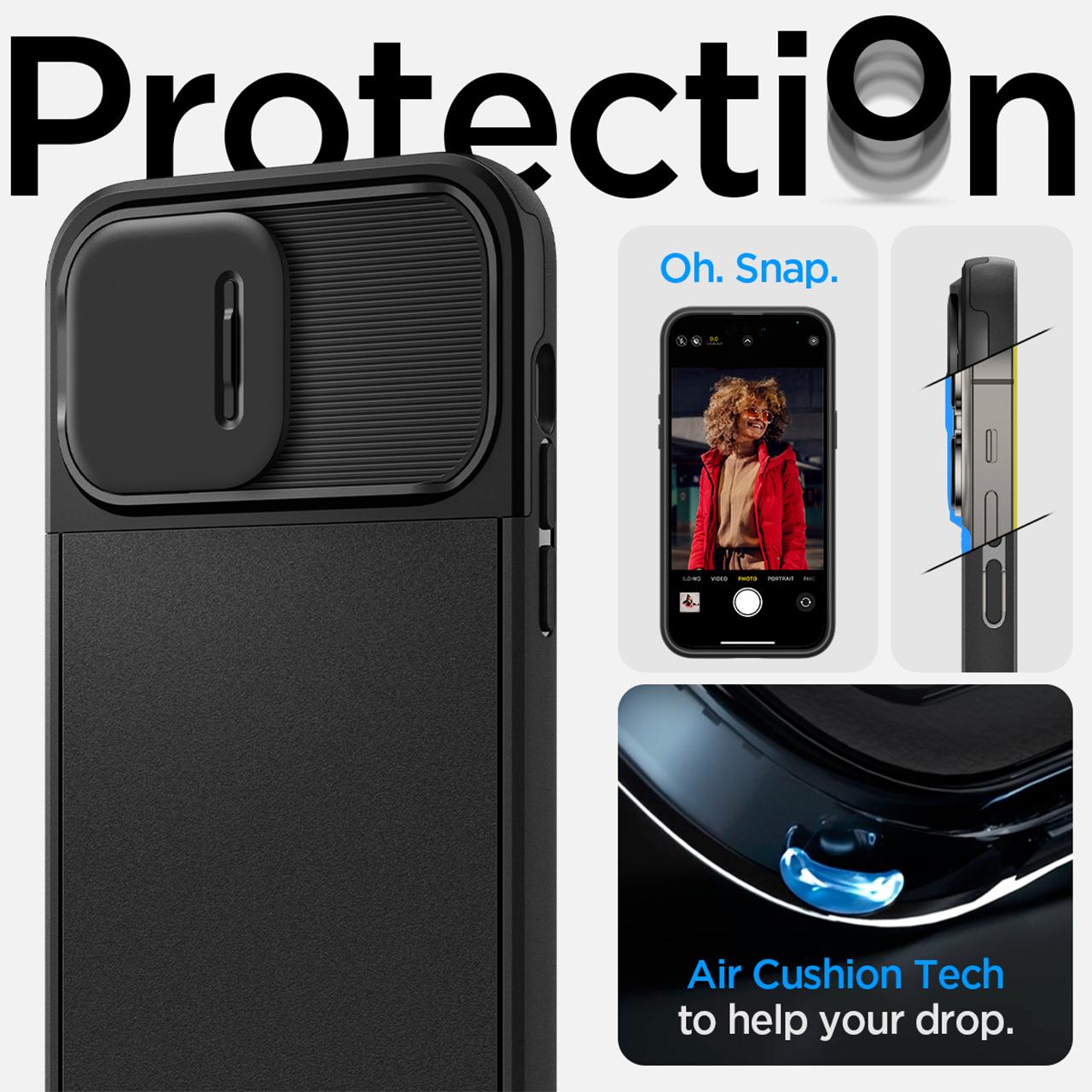 Spigen iPhone 14 Case Magsafe + Camera Cover Optik Armor MagFit - Black ACS05070-1