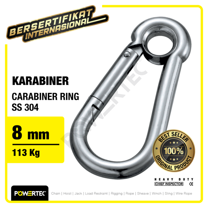 Gambar Carabiner / Karabiner Ring SS 304 8 mm POWERTEC dari powertec id Kota Administrasi Jakarta Pusat Tokopedia