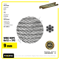 Gambar Wire Rope / Kawat Seling Baja 6x12 7FC 9mm Galv POWERTEC - 1 Meter dari powertec id Kota Administrasi Jakarta Pusat 2 Tokopedia
