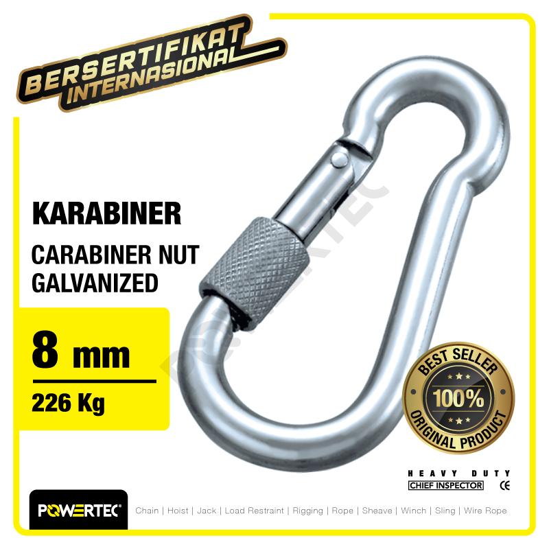 Carabiner / Karabiner Nut Galvanized 8 mm POWERTEC 0