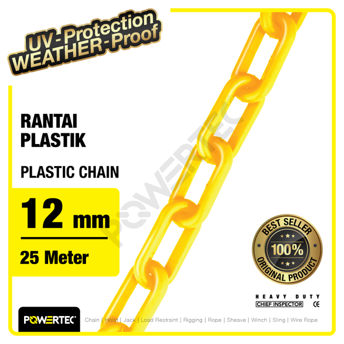 Gambar Rantai Plastik PVC 12mm x 25m Plastic Chain POWERTEC - Kuning dari powertec id Kota Administrasi Jakarta Pusat Tokopedia