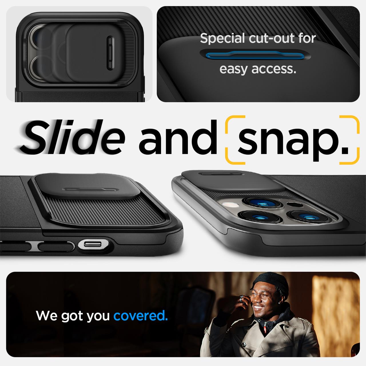 Spigen iPhone 14 Case Magsafe + Camera Cover Optik Armor MagFit - Black ACS05070-1