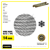 Gambar Wire Rope / Kawat Seling Baja 6x12 7FC 14mm Galv POWERTEC - 1 Meter dari powertec id Kota Administrasi Jakarta Pusat 2 Tokopedia