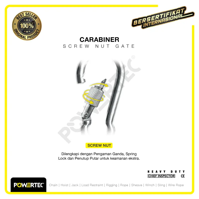 Carabiner / Karabiner Nut Galvanized 8 mm POWERTEC 2