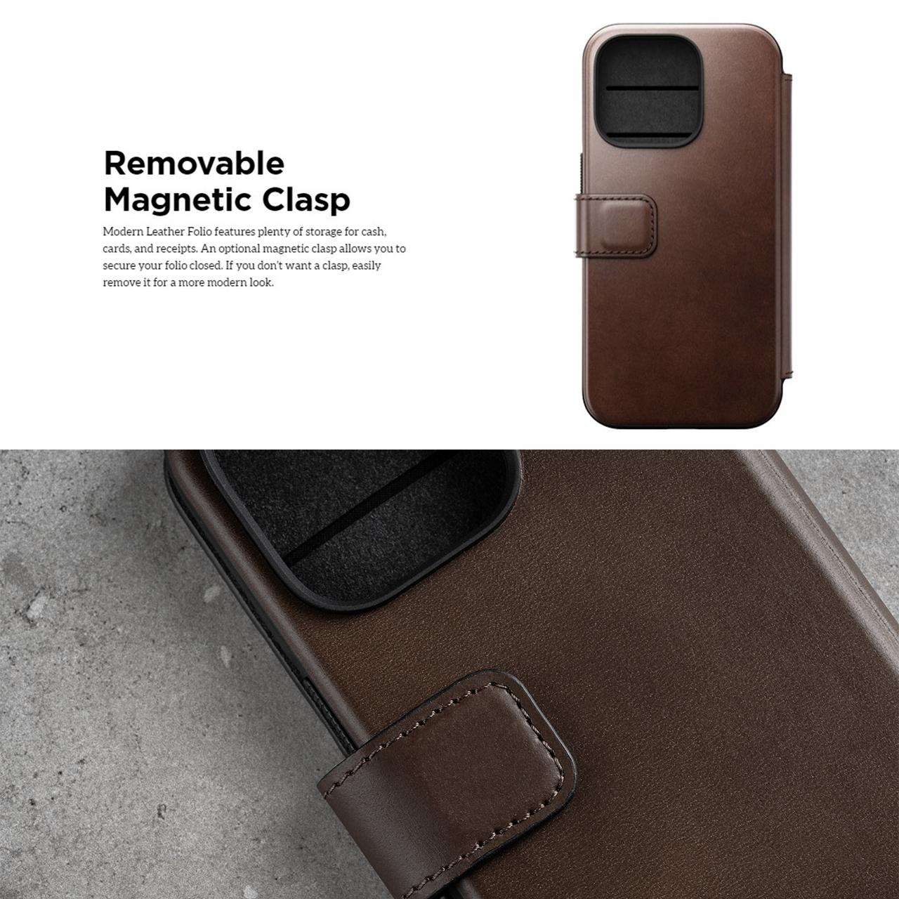Case iPhone 14 Pro Max Plus Nomad Modern Leather Folio MagSafe Casing
