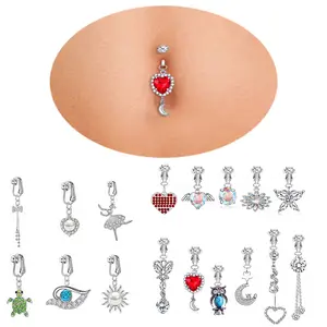 Anting Tindik Perut / Pusar Palsu Bentuk Kupu-Kupu / Hati Untuk Wanita