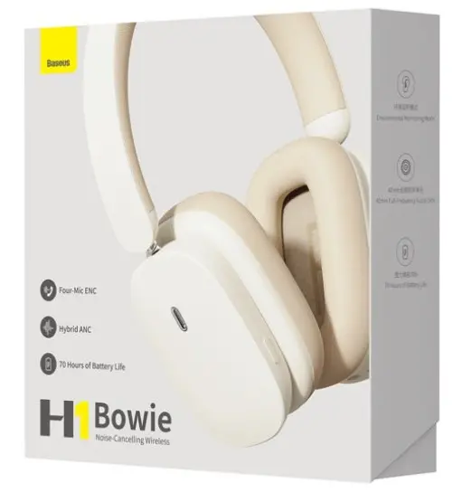 Wireless Headphones Baseus Bowie H1 Bluetooth 5.2 ANC - Rice White 0