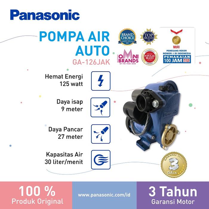 Gambar Panasonic GA-126JAK - Pompa Sumur Dangkal Otomatis / Auto Pump dari Panasonic Indonesia Kota Bekasi Tokopedia
