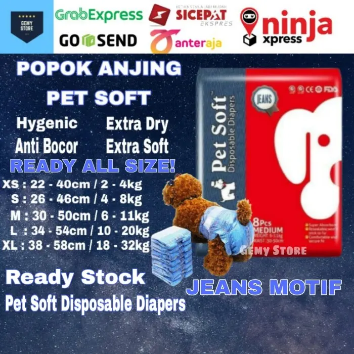 Popok Anjing Pet Soft Disposable Diapers Size XS S M L XL