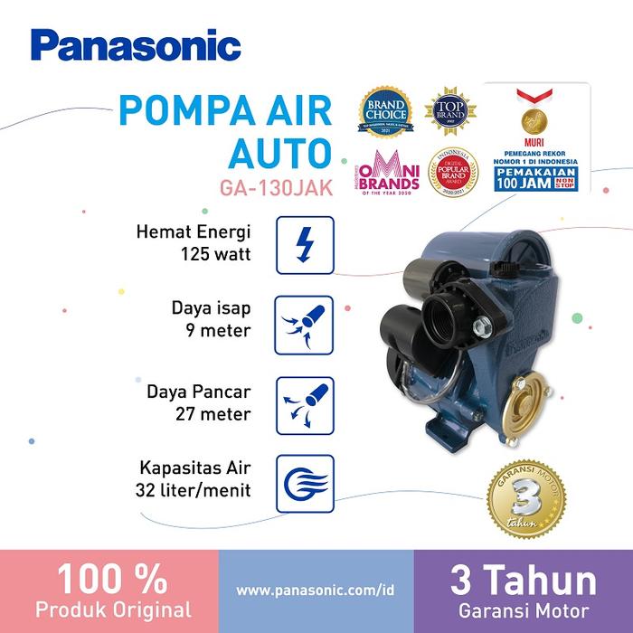 Gambar Panasonic GA-130JAK-P - Pompa Sumur Dangkal Otomatis / Auto Pump dari Panasonic Indonesia Kota Bekasi Tokopedia