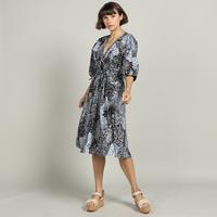 Gambar CAMELIA Batik HONG Drawstring Midi Dress Sekouwit in Grey and Black dari Sekouwit Kab. Bogor 3 Tokopedia