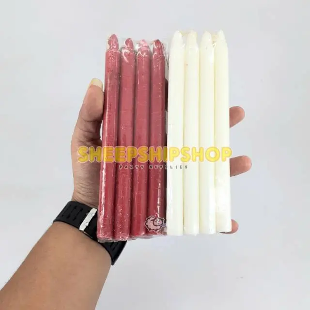 LILIN KCL BATANG 18cm Penerangan Merah Putih Sembahyang isi 8pcs