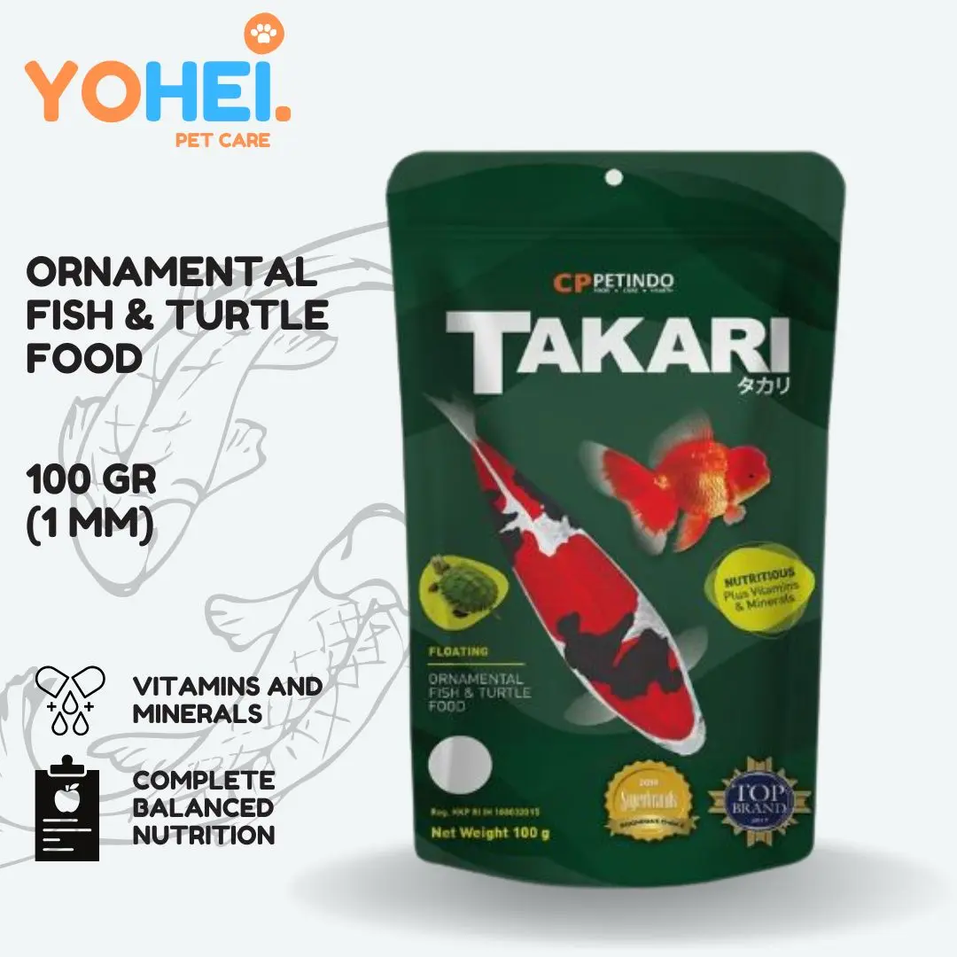 TAKARI Makanan Ikan & Kura-Kura Hijau 100gr - 1mm Pellet Nutrisi Seimbang untuk Ikan Hias Sehat